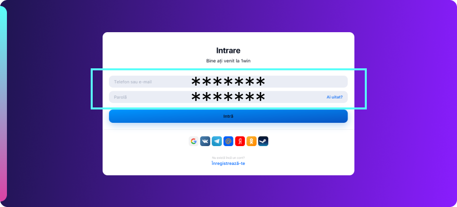 Pentru a se loga în contul 1win, jucătorii moldoveni trebuie să introducă numele de utilizator și parola într-un formular special