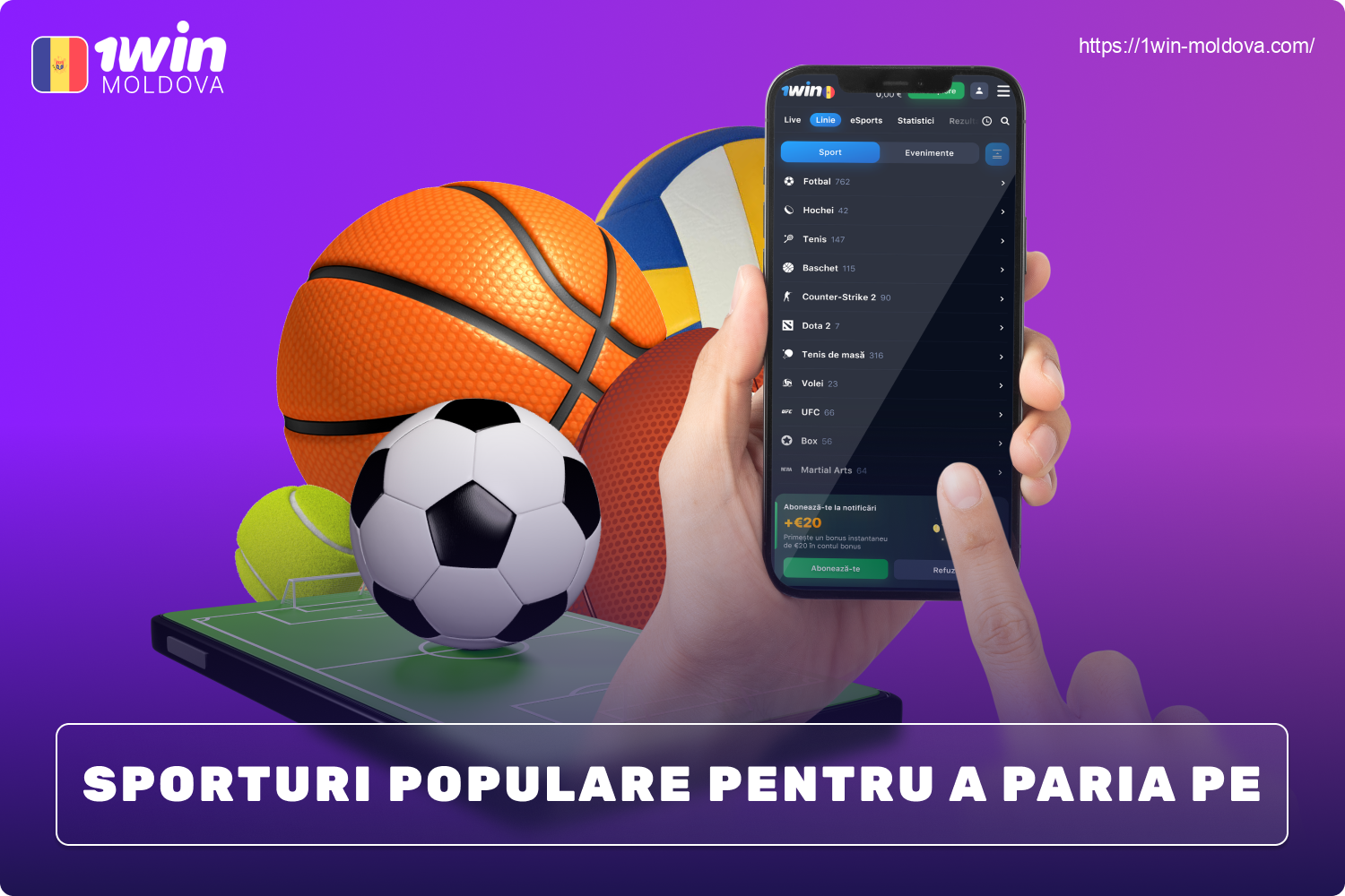 Casa de pariuri 1win oferă moldovenilor o gamă completă de pariuri simple și cumulative în 40 de sporturi