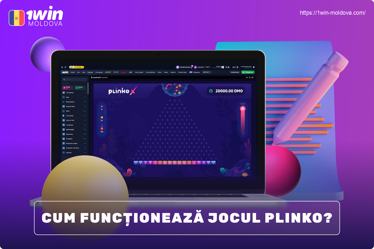 1win Plinko are un gameplay foarte simplu și se va potrivi începătorilor moldoveni în materie de jocuri de noroc